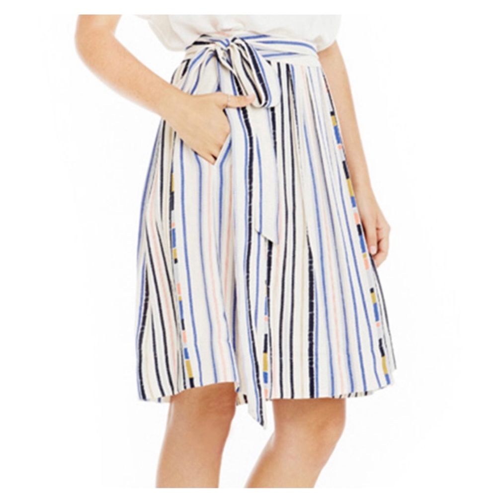 ASTR the Label Women’s Multi Striped Wrap Tie Waist Skirt L.